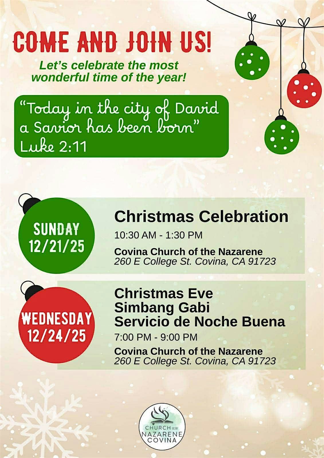 Christmas Eve Service – Simbang Gabi & Noche Buena at Covina Naz, 24 December | Event in Covina | AllEvents