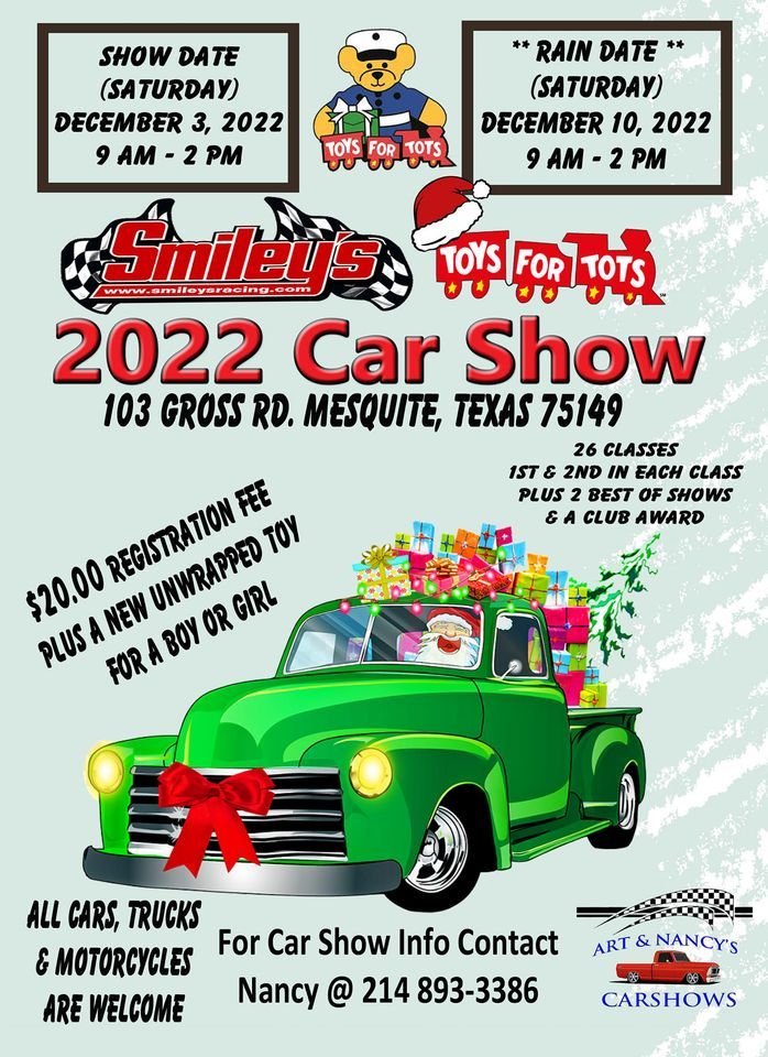 Smileys Racing Toys for Tots 2022 Car Show, 103 Gross Rd, Mesquite, TX