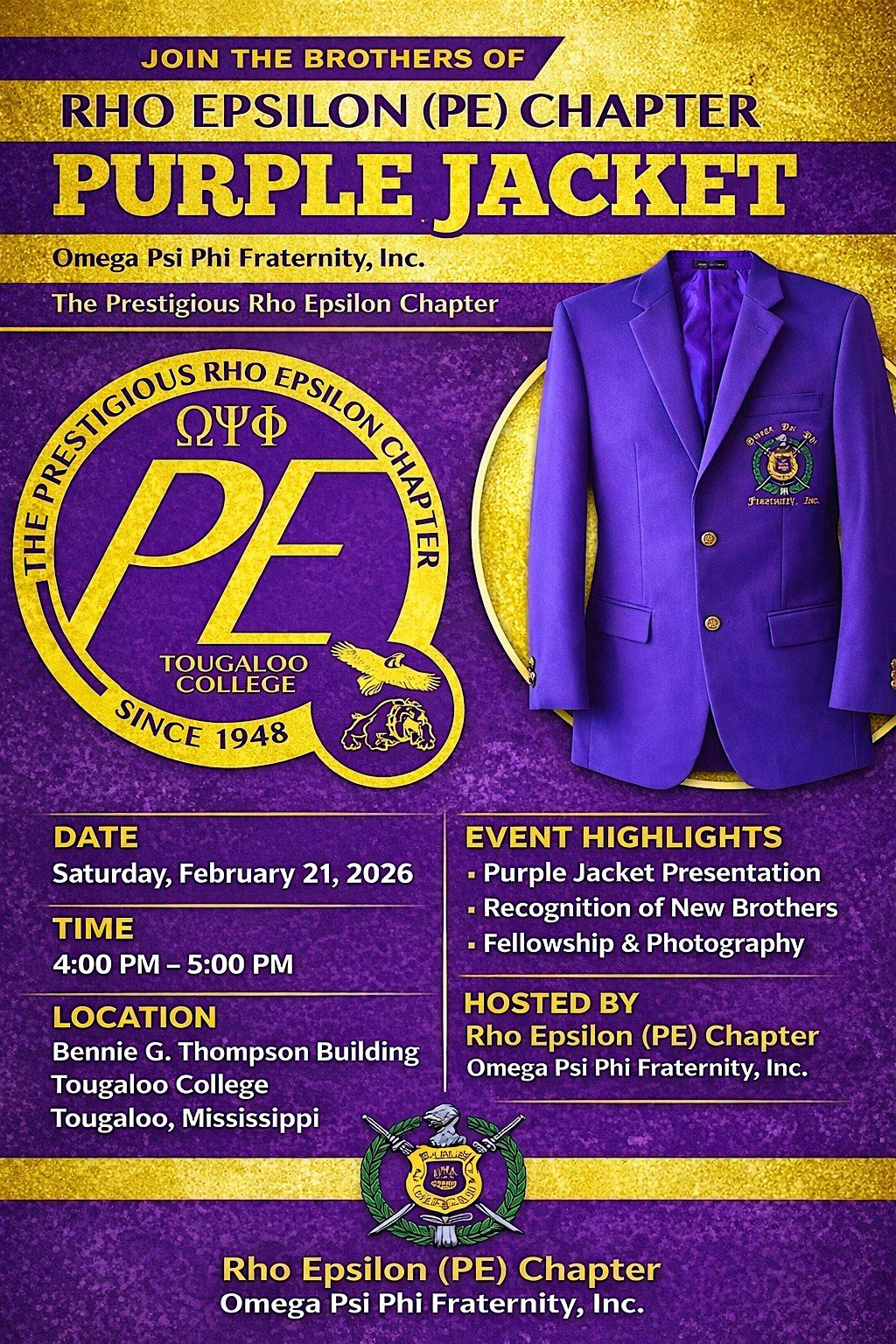 Omega Psi Phi Fraternity, Inc. The Rho Epsilon ChaptePurple Jacket ...