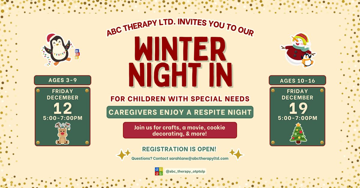ABC Therapy Winter Night In for Children with Special Needs (ages 10-16), 19 December | Event in Copley | AllEvents
