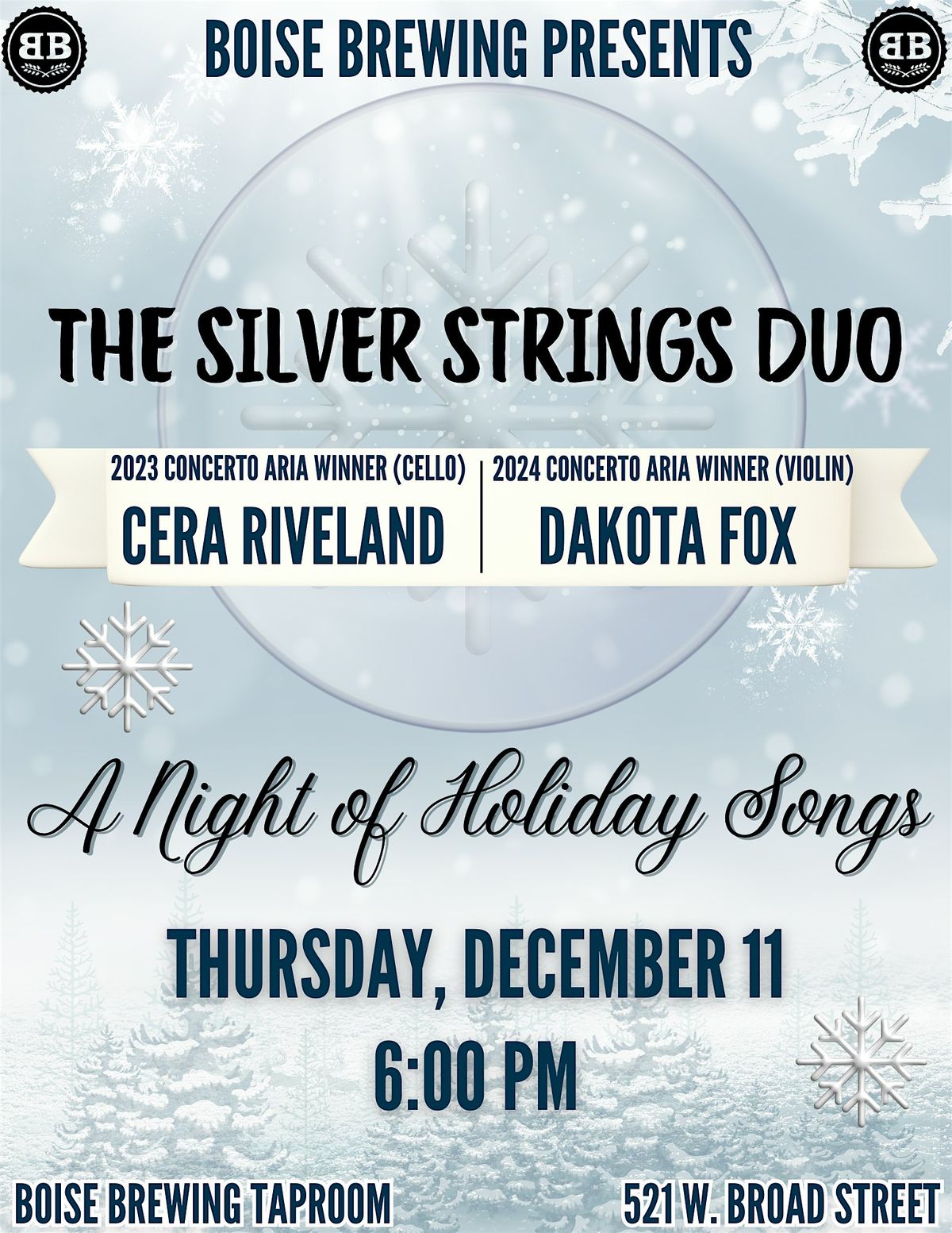 Boise Brewing Presents: The Silver Strings Duo, 10 January | Event in Boise | AllEvents