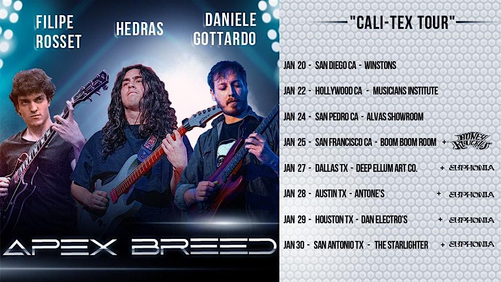 Apex Breed: Hedras, Filipe Rosset and Daniele Gottardo + Euphonia, 30 January | Event in San Antonio | AllEvents
