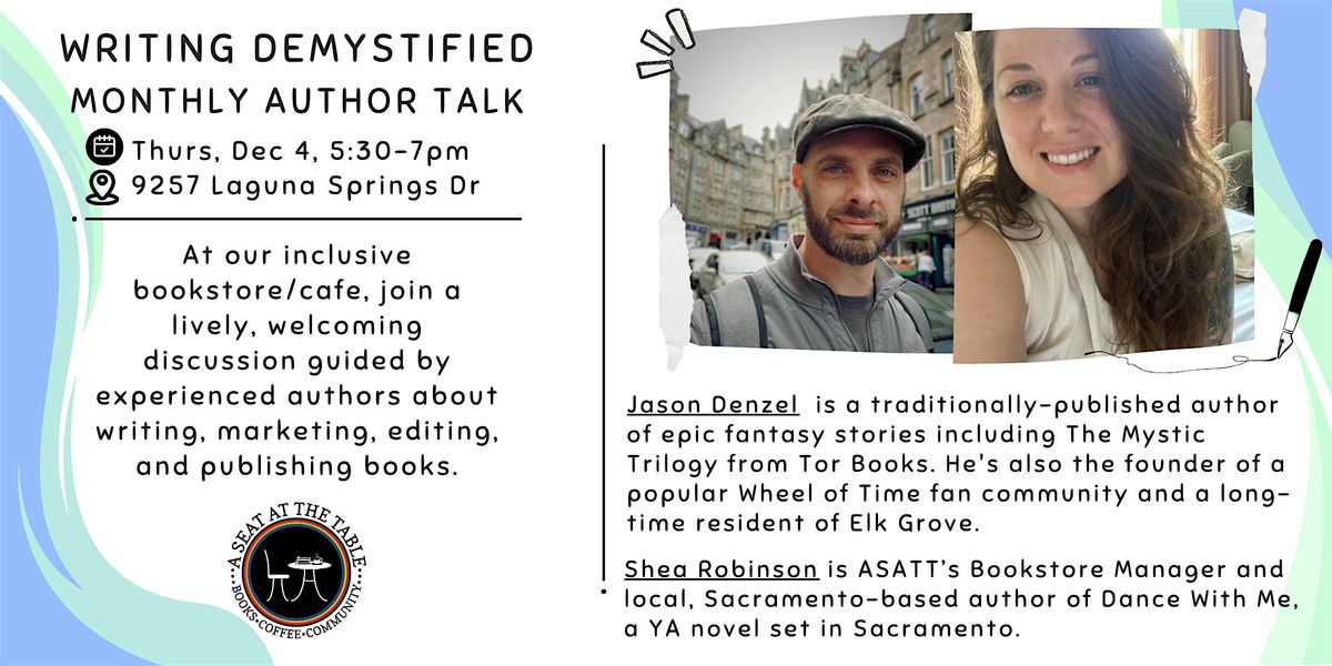 Writing Demystified w/ Jason Denzel and Shea Robinson, 4 December | Event in Elk Grove | AllEvents