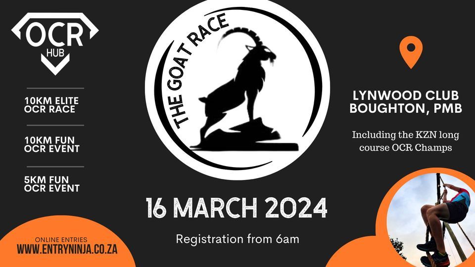 The GOAT Race, OCR Hub, Pietermaritzburg, 16 March 2024 | AllEvents.in