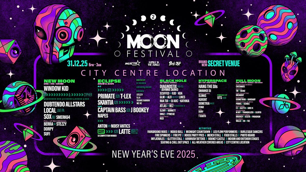Moon Fest 2025 | NYE | Invicta Audio x Rumble In The Jungle x Bris-Tek , 31 December | Event in Bristol | AllEvents