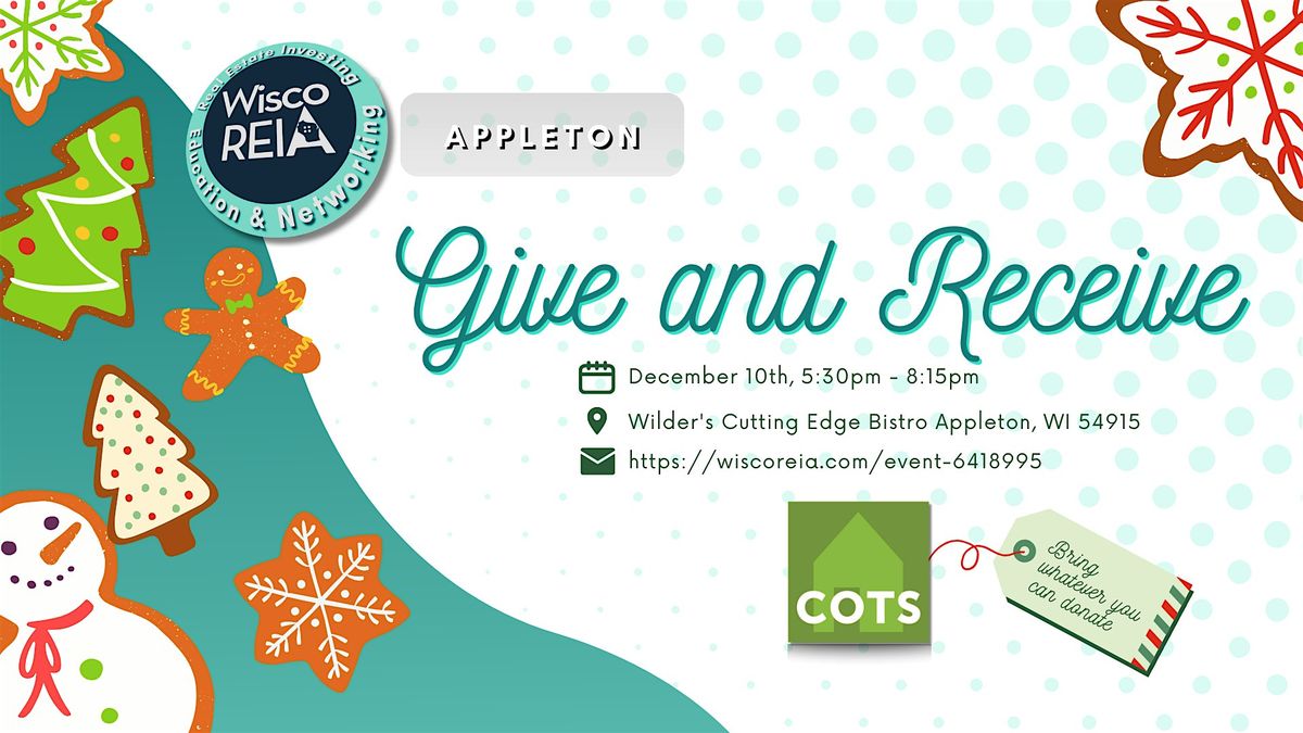 WiscoREIA Appleton: Christmas Party: Give & Receive, 10 December | Event in Appleton | AllEvents
