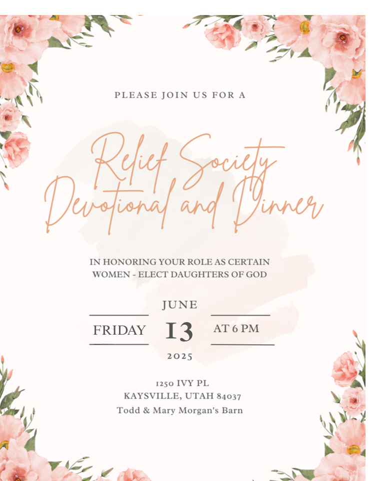 Stake Relief Society Dinner, 13 June | Event in Kaysville | AllEvents