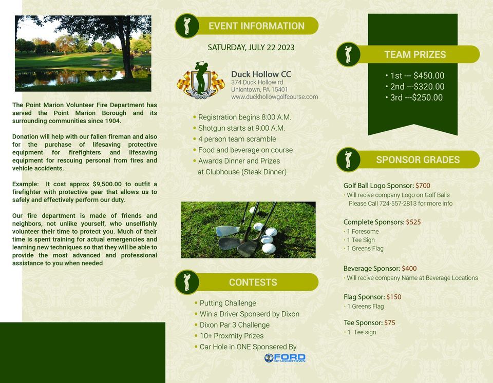 Point Marion VFD 11th Annual Golf Outing, Duck Hollow, Uniontown, July