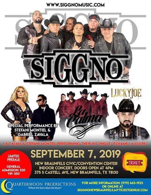Siggno Tour 2019 in New Braunfels, TX, New Braunfels Civic/Convention