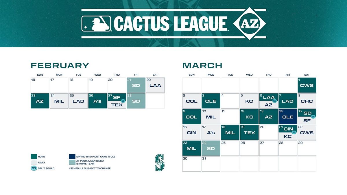 Spring Training - San Diego Padres at Seattle Mariners at Peoria Sports Complex, 20 February | Event in Peoria