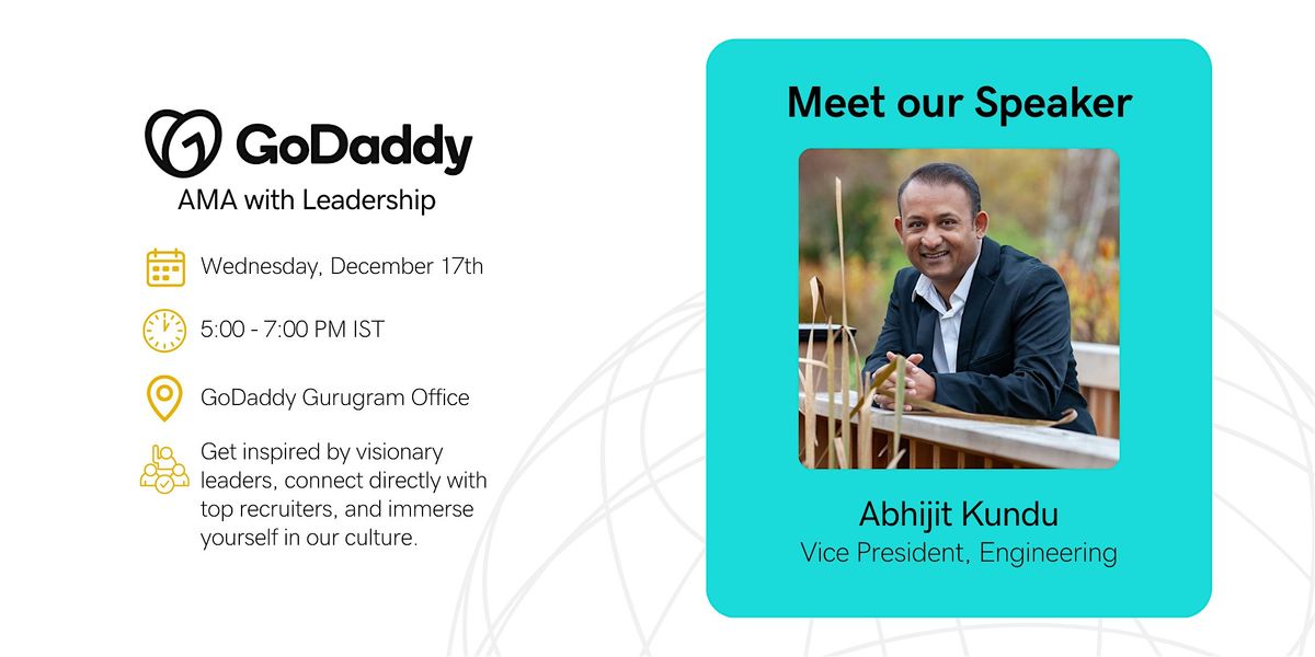 GoDaddy AMA with Leadership: Abhijit Kundu, 17 December | Event in Gurugram | AllEvents
