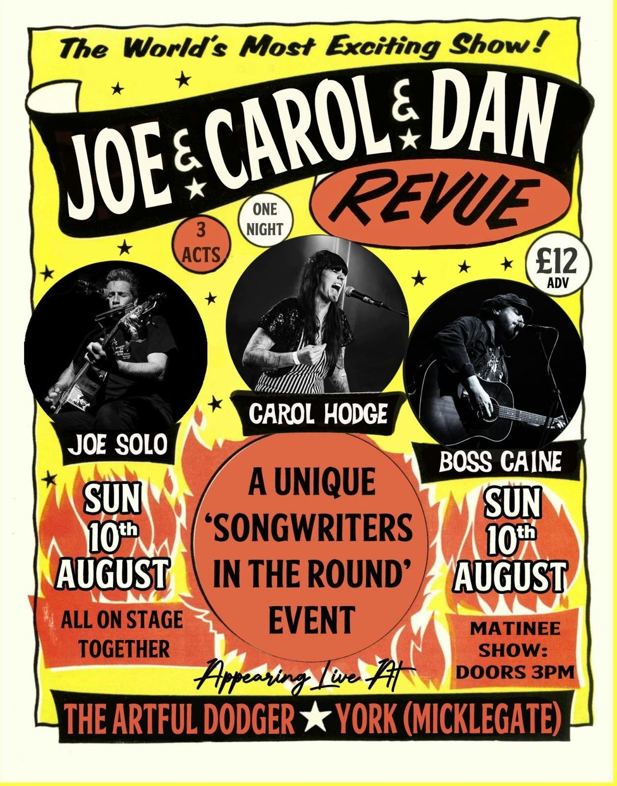 Joe &amp; Carol &amp; Dan “Revue’ - Upstairs @ The Dodger, 10 August | Event in York | AllEvents