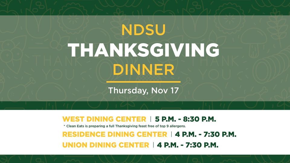 NDSU Thanksgiving Dinner, NDSU Dining, Fargo, November 17 2025