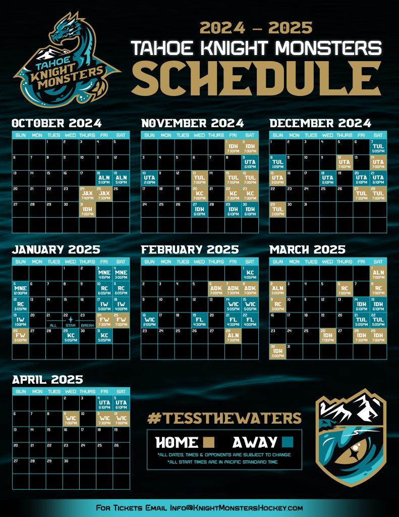 Tahoe Knight Monsters Schedule Tahoe Knight Monsters Schedule