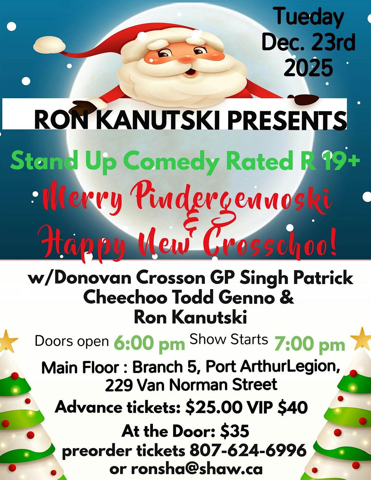 Merry Pindergennoski  Xmas Stand Up Comedy 19+, 23 December | Event in Thunder Bay | AllEvents