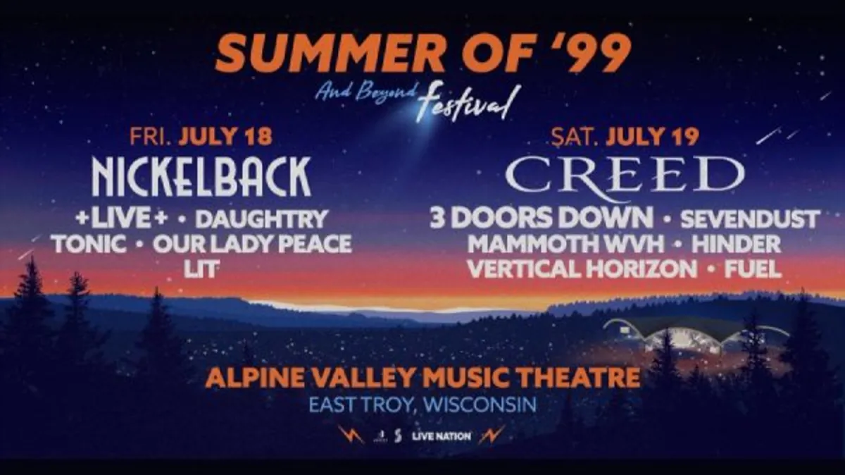 Summer of 99 and Beyond Festival - 2 Day Pass with Nickelback, Creed and more, 18 July | Event in East Troy