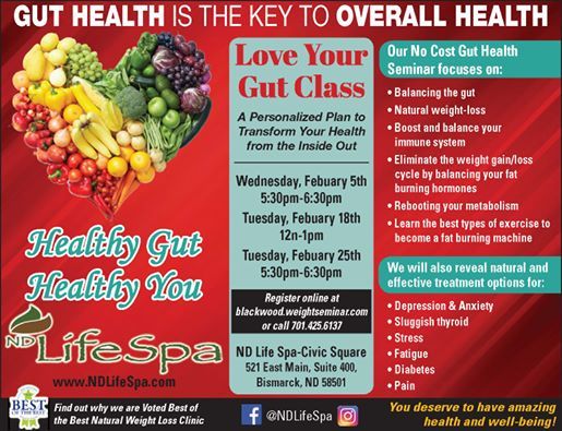 Love Your Gut Class- The Key to Overall Health, ND Life Spa, Bismarck