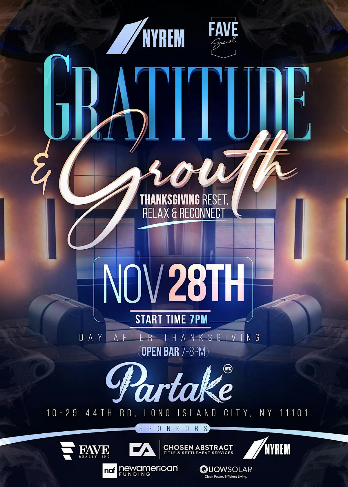 GRATITUDE & GROWTH MIXER, 28 November | Event in Queens | AllEvents