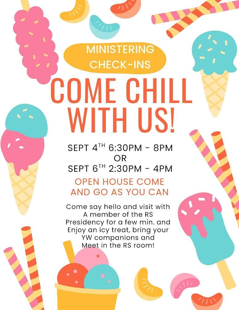 13th Ward RS “Chill Out” Ministering Check-Ins, 4 September | Event in St George | AllEvents