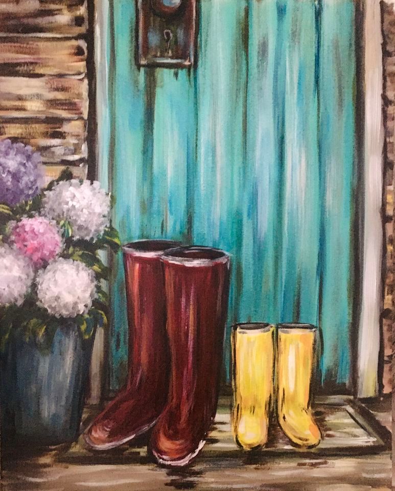 Rain Boots & Hydrangeas, a PAINT & SIP EVENT with Lisa, Littleton
