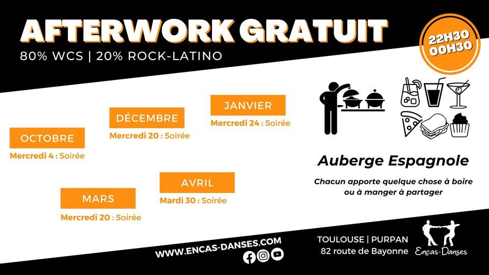 Afterwork Dansant 80% WCS 20% Rock Latino TOULOUSE 82 Route de Afterwork Dansant 80% WCS 20% Rock Latino TOULOUSE 82 Route de