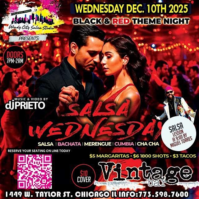 Back & Red Theme Salsa Wednesday @ Vintage Bar!, 10 December | Event in Chicago | AllEvents