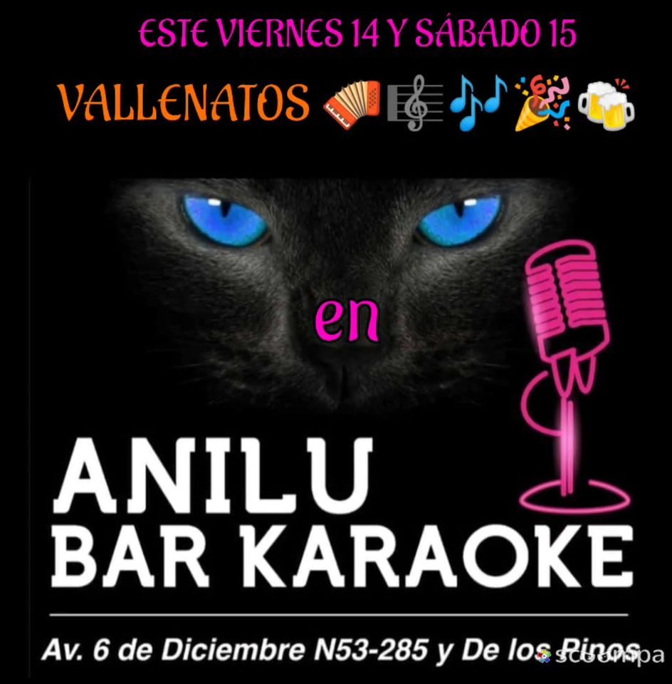 VALLENATOS POR EL CUMPLE DE ANILÚ, ANILÚ BAR Karaoke, Quito, October 14