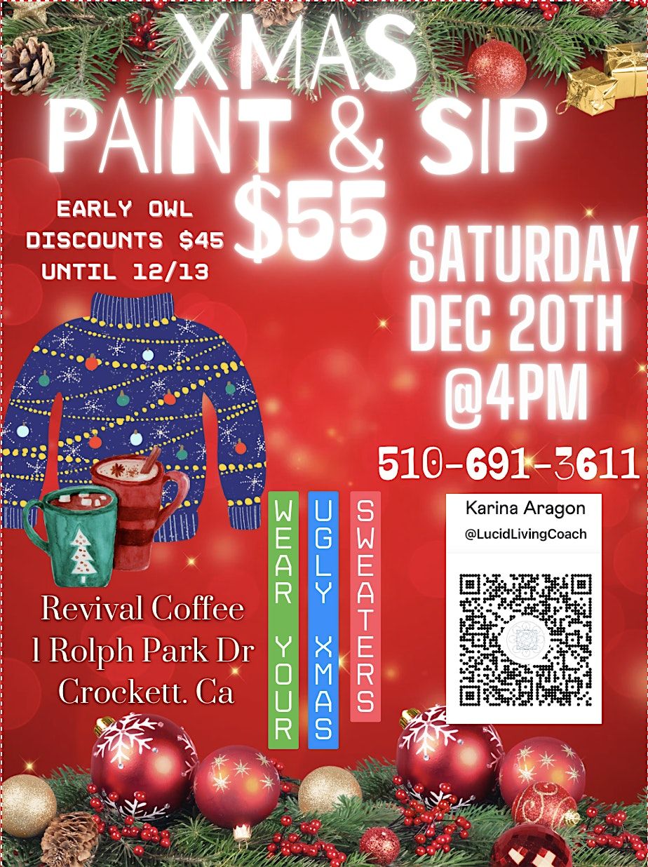 COSMIC CANVAS UGLY XMAS SWEATER PAINT & SIP 12/20/25, 20 December | Event in Crockett | AllEvents
