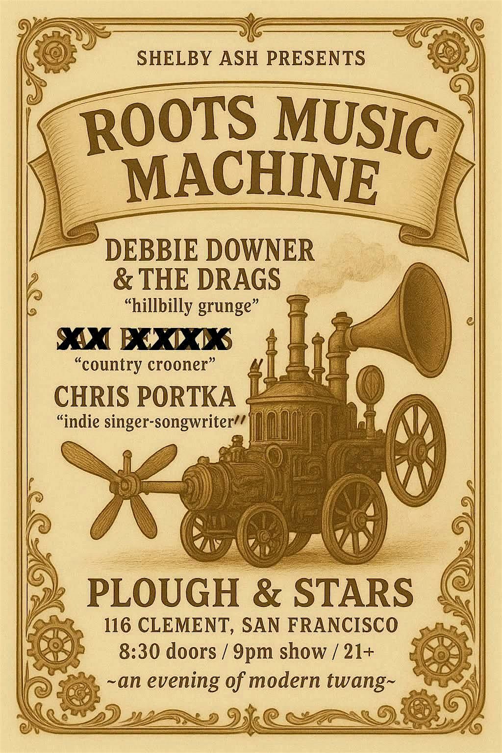 ROOTS MUSiC MACHiNE: Debbie Downer & The Drags + Chris Portka, 19 December | Event in San Francisco | AllEvents