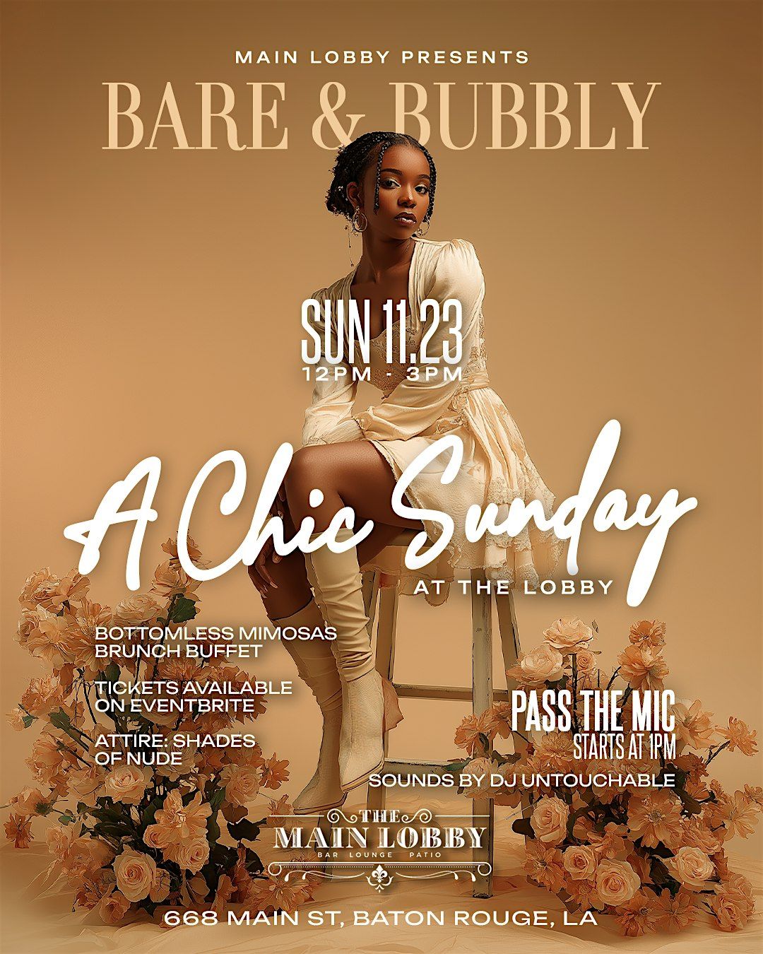 Bare & Bubbly: A Chic Sunday at The Lobby, 23 November | Event in Baton Rouge | AllEvents