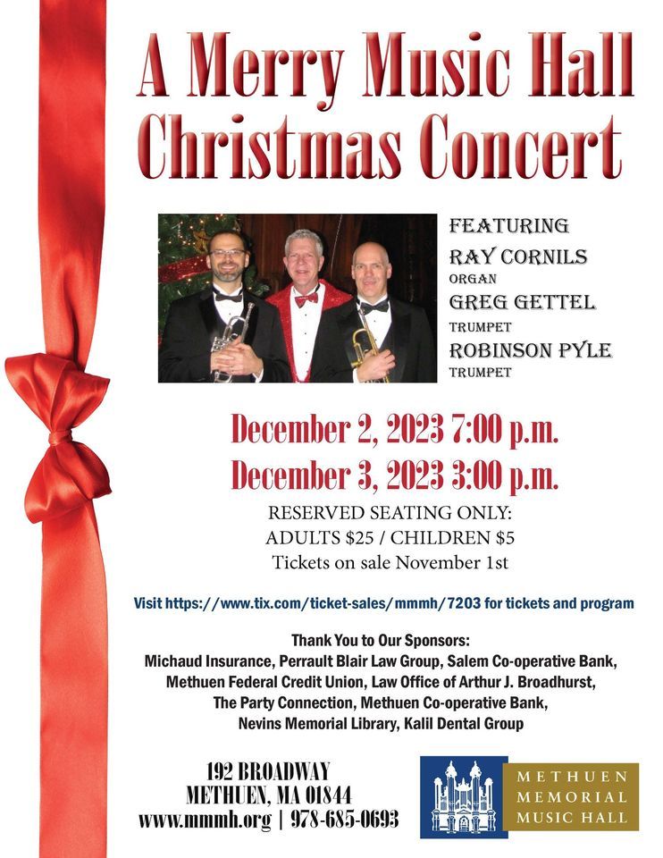 A Merry Music Hall Christmas Concert, Methuen Memorial Music Hall, 2 December 2023 AllEvents.in