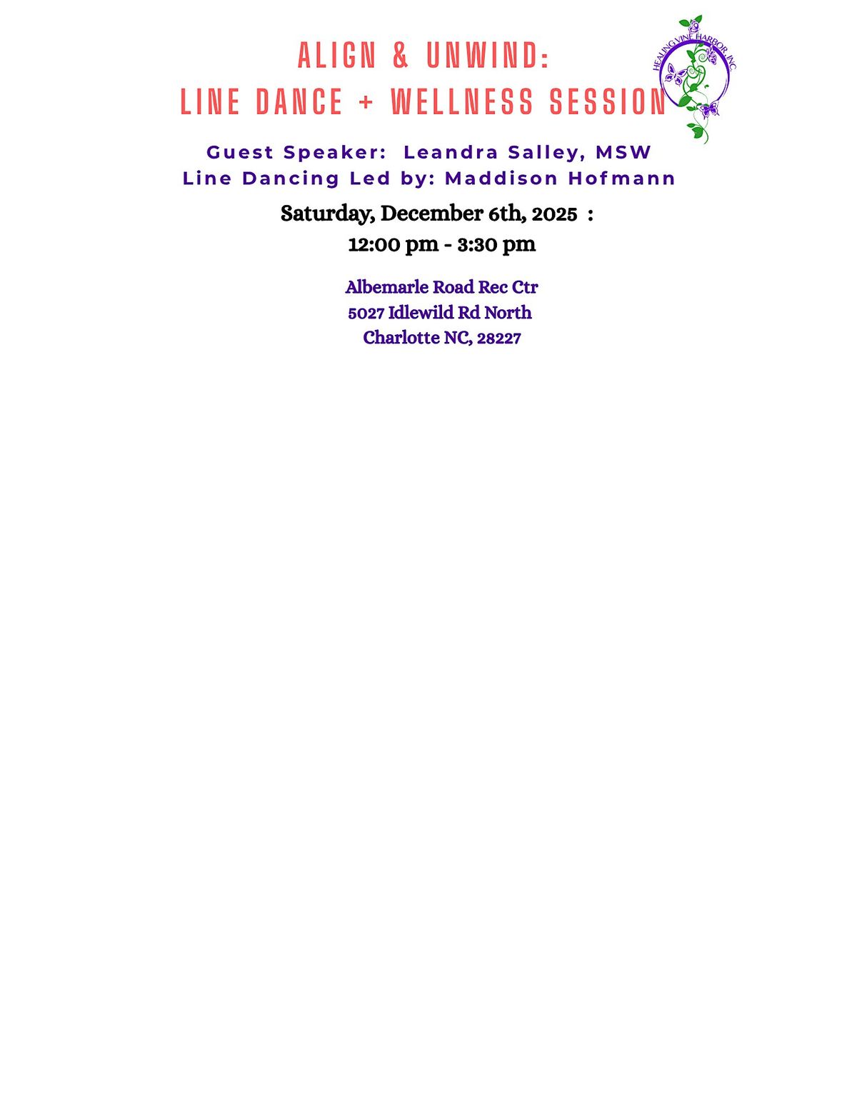 Align & Unwind: Line Dance + Wellness Session, 6 December | Event in Charlotte | AllEvents