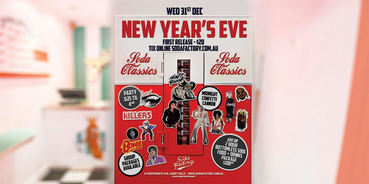 NYE 2025 at The Soda Factory, 31 December | Event in Surry Hills | AllEvents