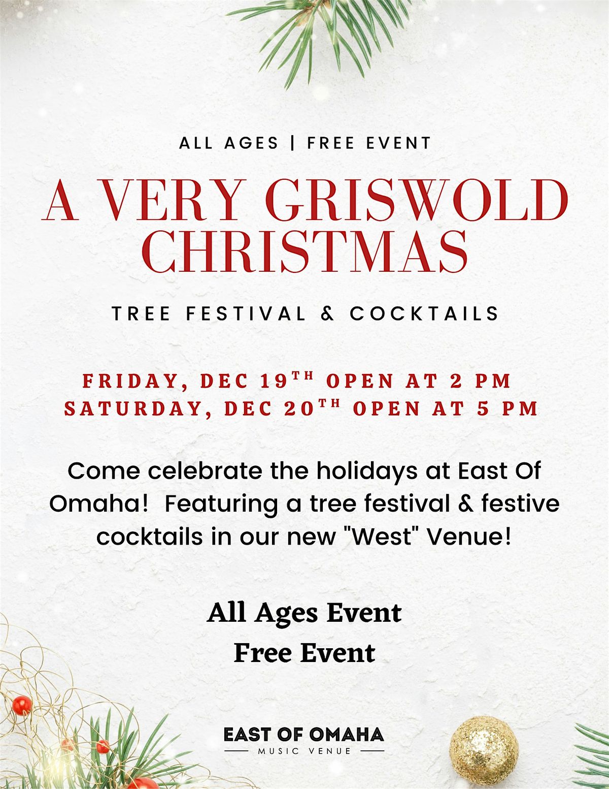 East Of Omaha Festival Of Trees & Holiday Pop-Up Bar!, 20 December | Event in Griswold | AllEvents