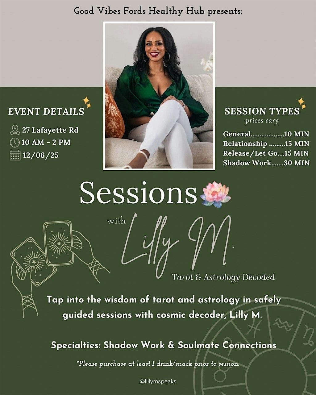 Tarot Reading - Lily M, 6 December | Event in Woodbridge Township | AllEvents