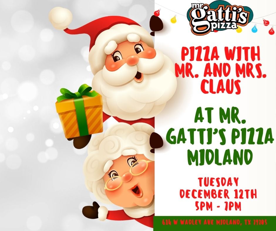 Mr. and Mrs. Claus at Mr. Gattis Pizza Midland! , Mr Gatti's Pizza
