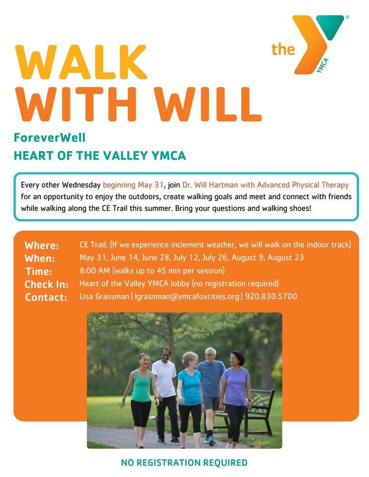 Walk & Talk with Will at Apple Creek YMCA, YMCA of the Fox Cities (Apple Creek), Appleton, 31