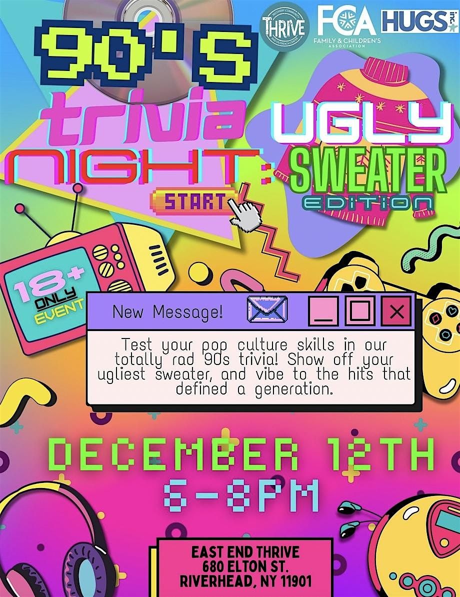90’s Trivia Night: Ugly Sweater Edition, 12 December | Event in Riverhead | AllEvents