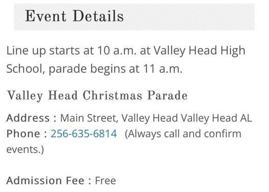 Valley Al Christmas Parade 2022 Valley Head Christmas Parade, Valley Head High School , December 4 2021 |  Allevents.in