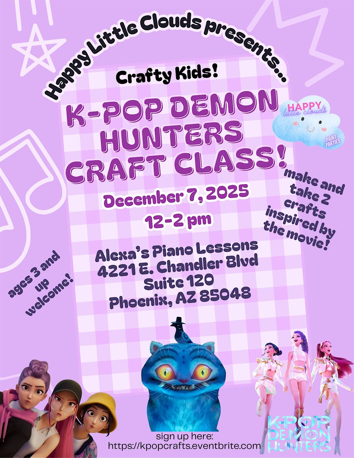 K-Pop Demon Hunters Crafty Kids Class at Alexa's Piano Lessons!, 7 December | Event in Phoenix | AllEvents