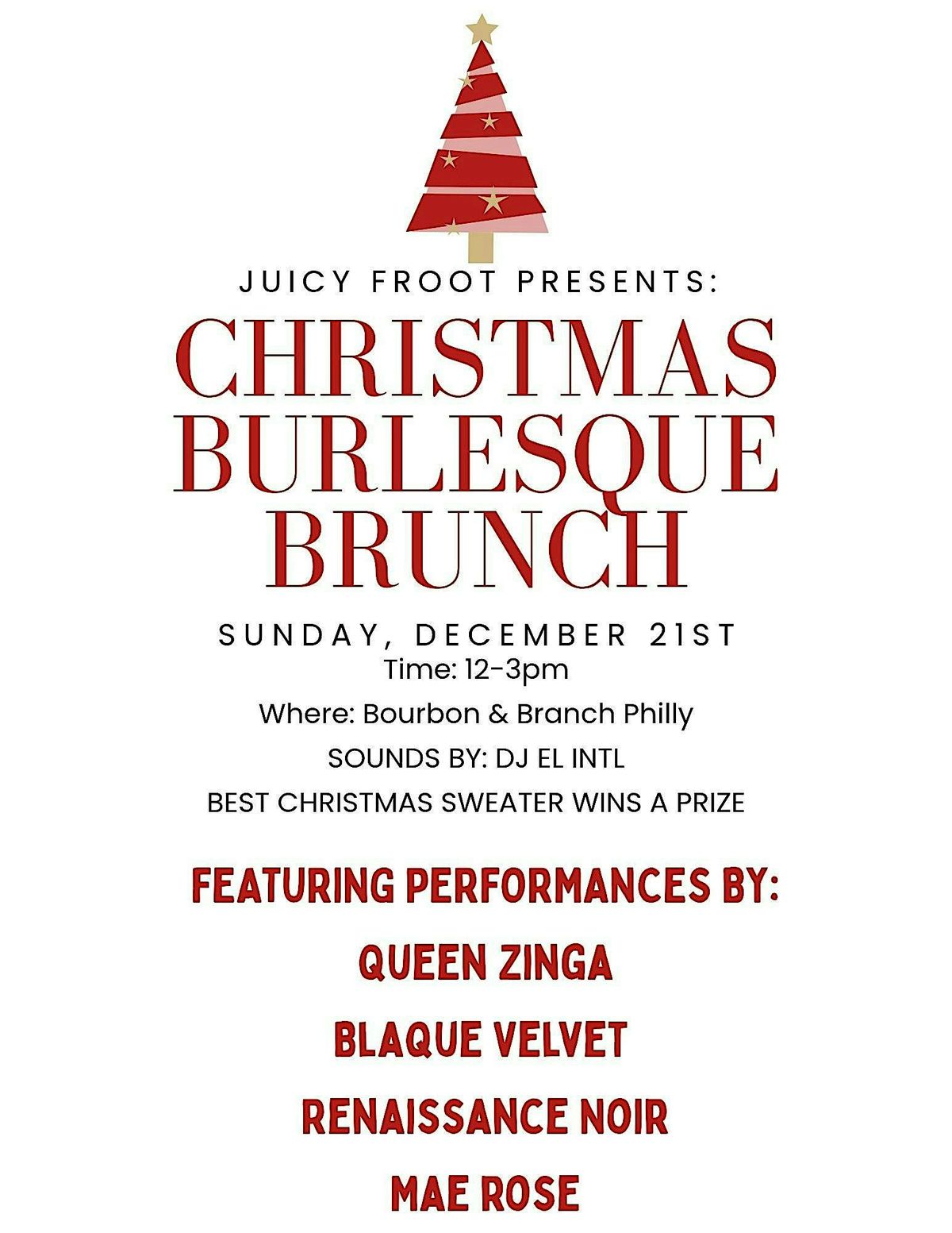 CHRISTMAS BURLESQUE BRUNCH WITH JUICY FROOT, 21 December | Event in Philadelphia | AllEvents
