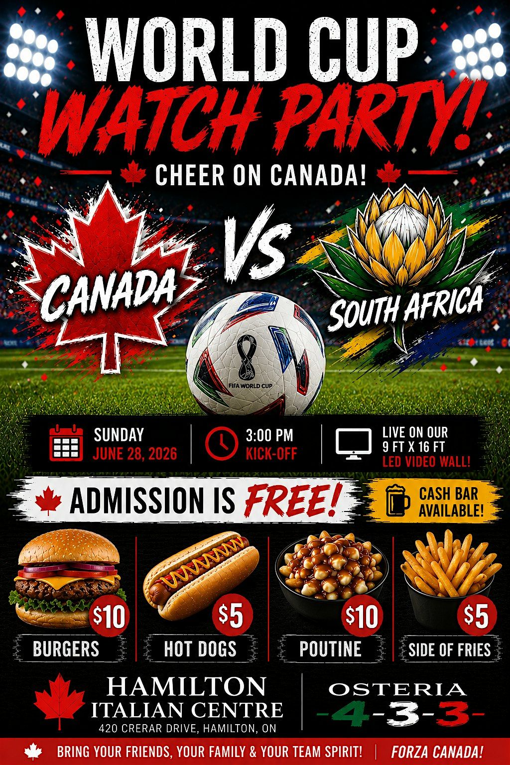 World Cup Watch Party - Canada vs South Africa