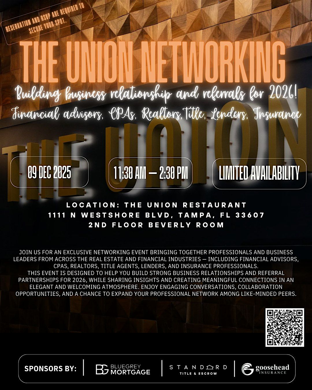 The Union Networking, 9 December | Event in Tampa | AllEvents