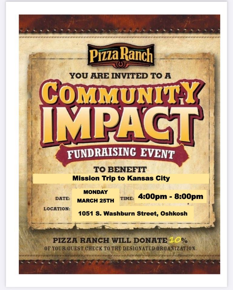 Pizza Ranch Fundraiser Event, Pizza Ranch (Oshkosh, WI), 25 March 2024