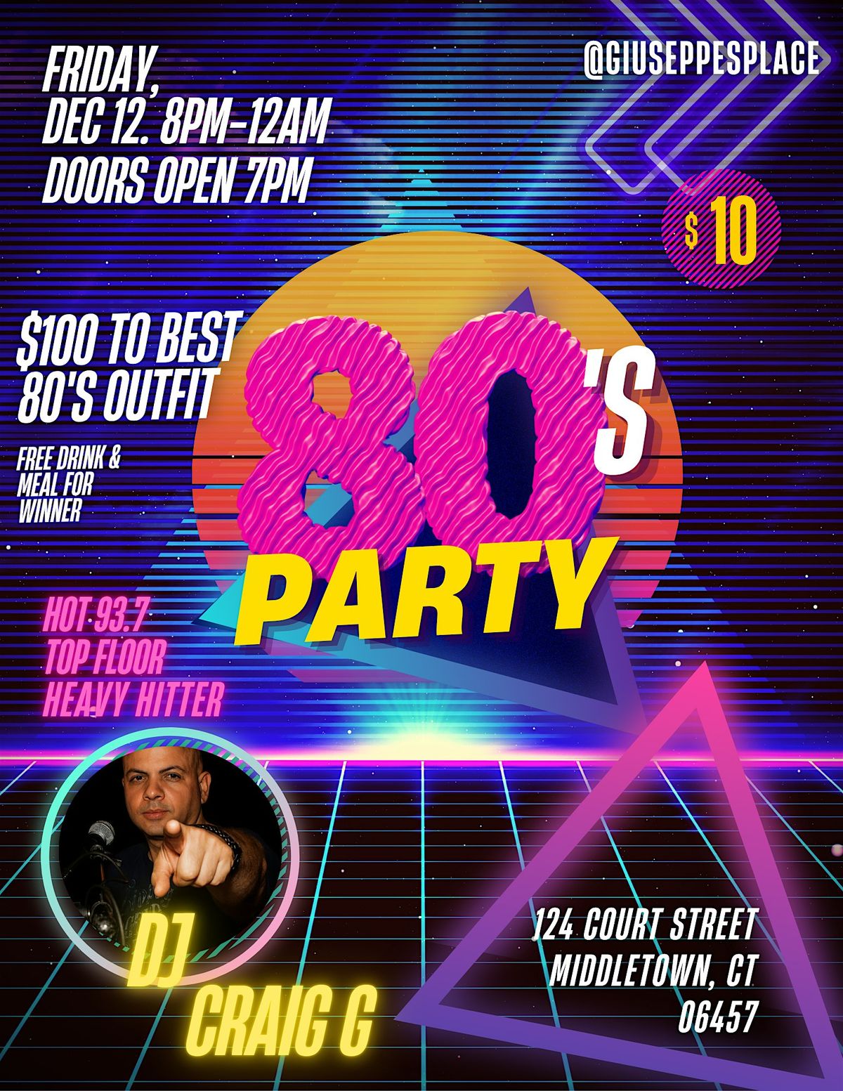 80's Themed Party @ Giuseppe's Place, 12 December | Event in Middletown | AllEvents