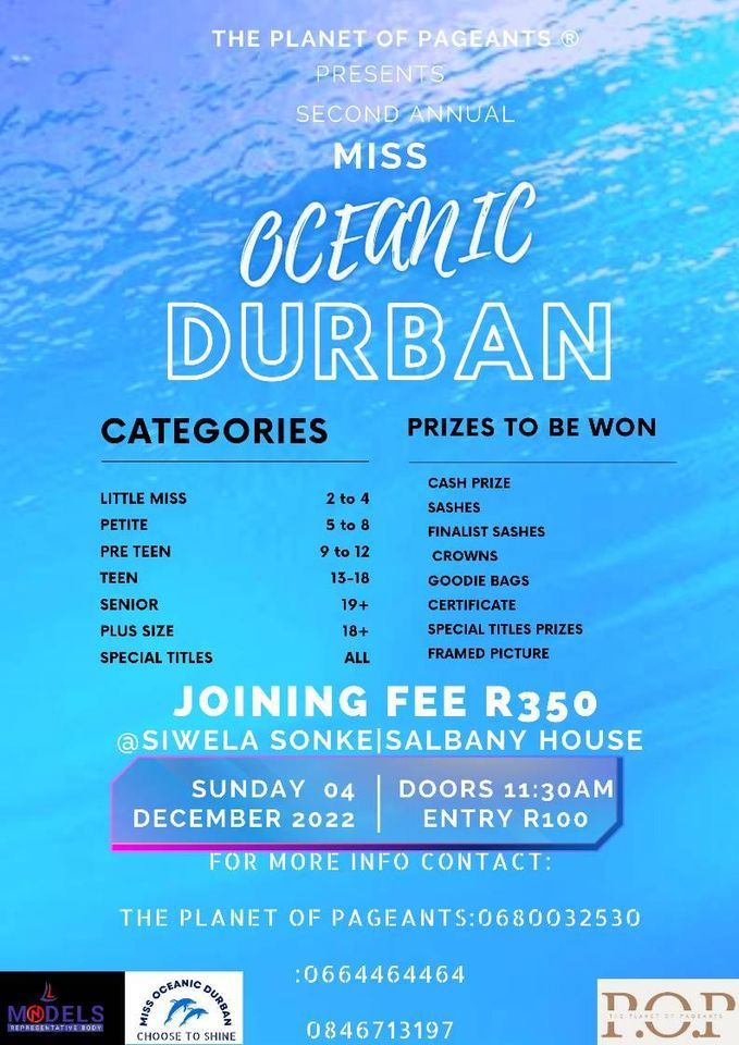 MISS OCEANIC DURBAN 2022, Siwela Sonke Dance Theatre, Durban, December