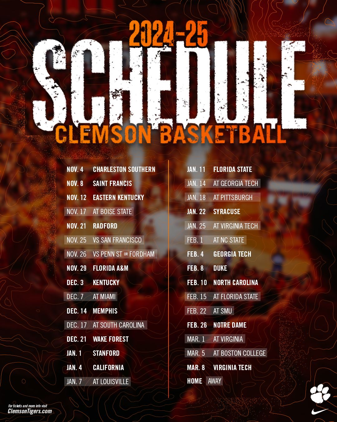 Boston College Eagles at Clemson Tigers Mens Basketball at Littlejohn Coliseum, 7 October | Event in Clemson