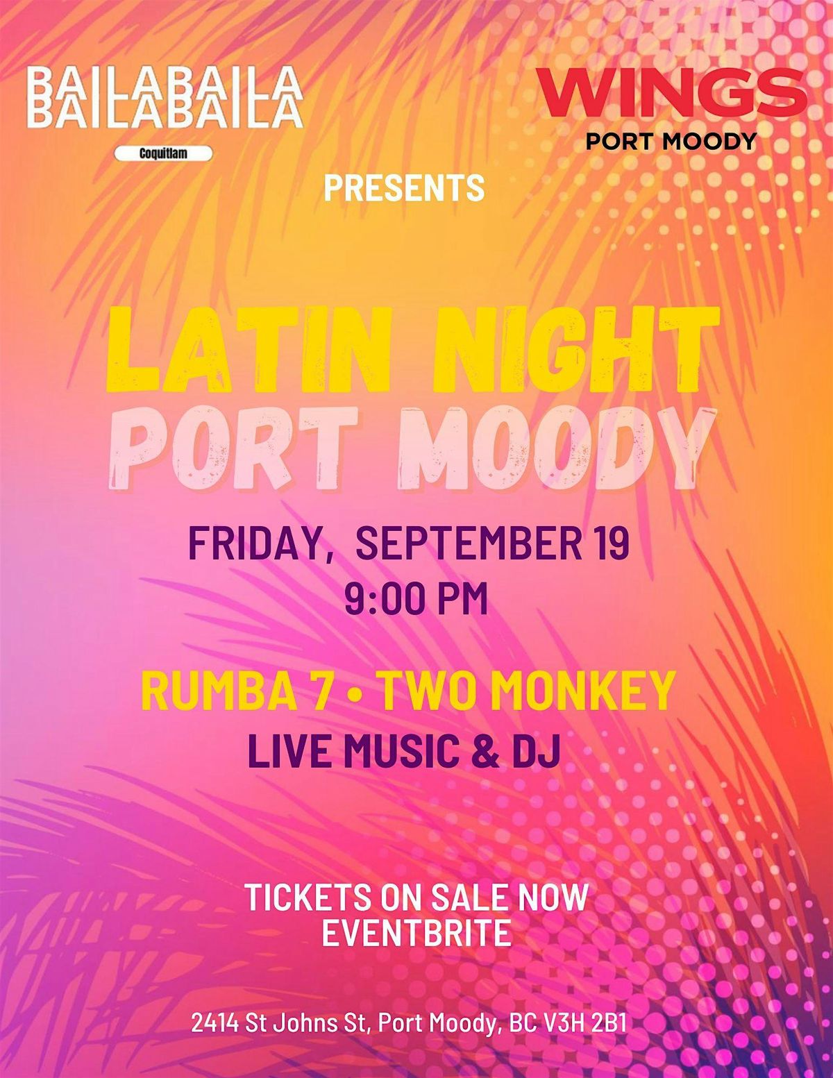 Latin Night en Wings Port Moody!, 22 November | Event in Port Moody | AllEvents