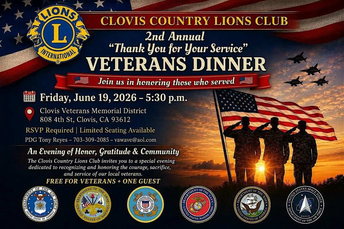 2nd Annual “Thank You for Your Service” Veterans Dinner