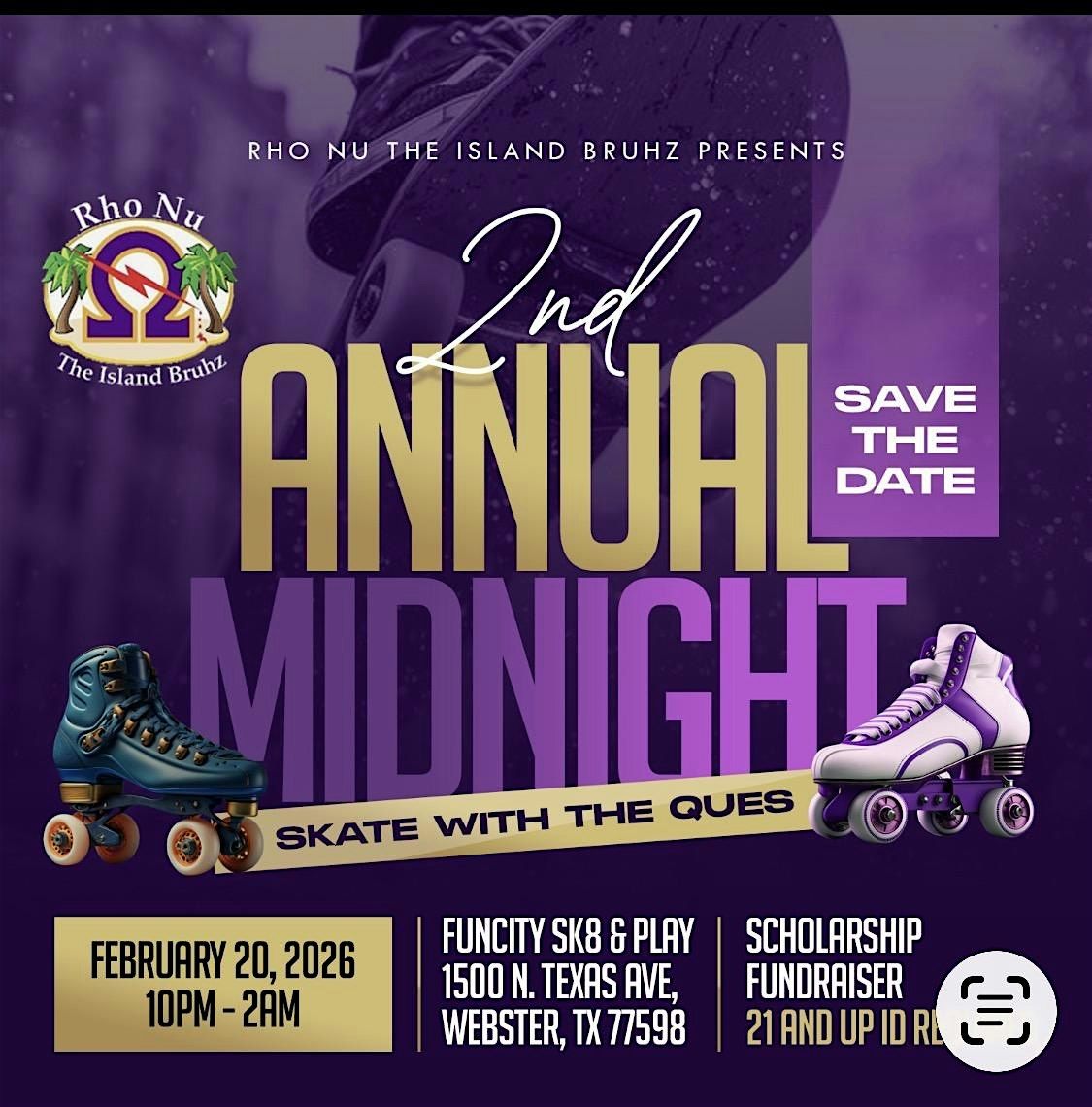 Annual Midnight Skating With The Ques, 20 February | Event in Webster | AllEvents